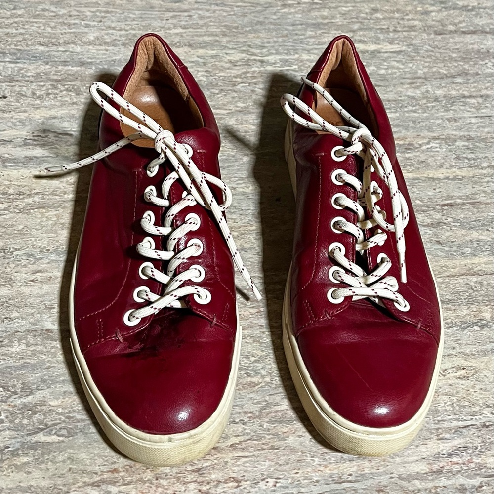 Frye red wine burgundy leather sneakers